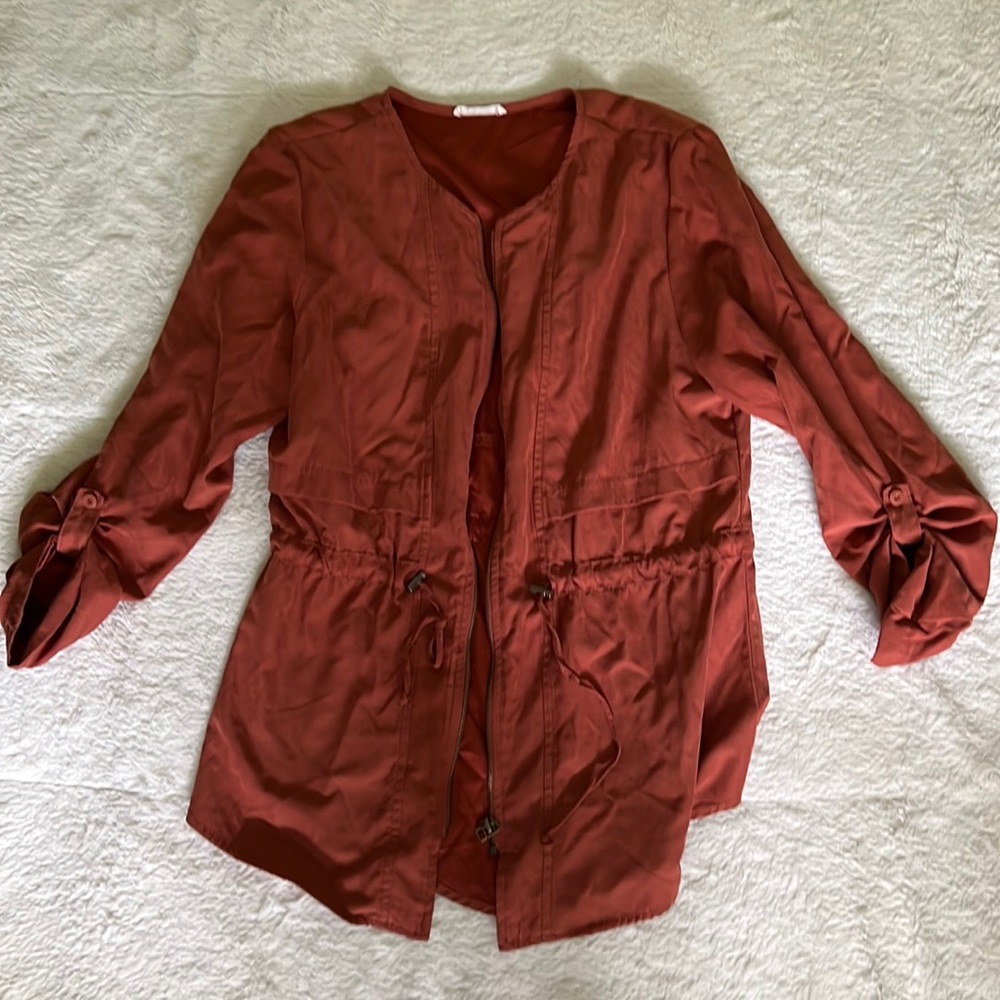 Orange velvet casual jacket